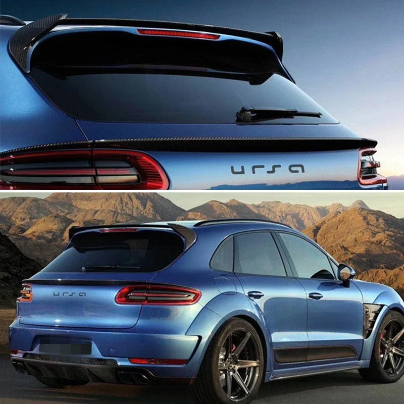 For Porsche Macan 2014 16 17 18 Carbon Fiber Material Rear Roof Trunk Spoiler Middle Trunk Ducktail Lip Spoiler Wing Accessories