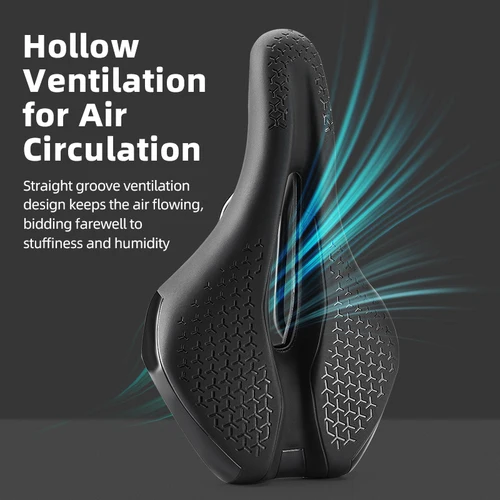 Imagen 2 del producto Sillín de bicicleta ligero antideslizante PU MTB sillín de bicicleta de carretera a prueba de golpes transpirable hueco cojín del asiento de ciclismo