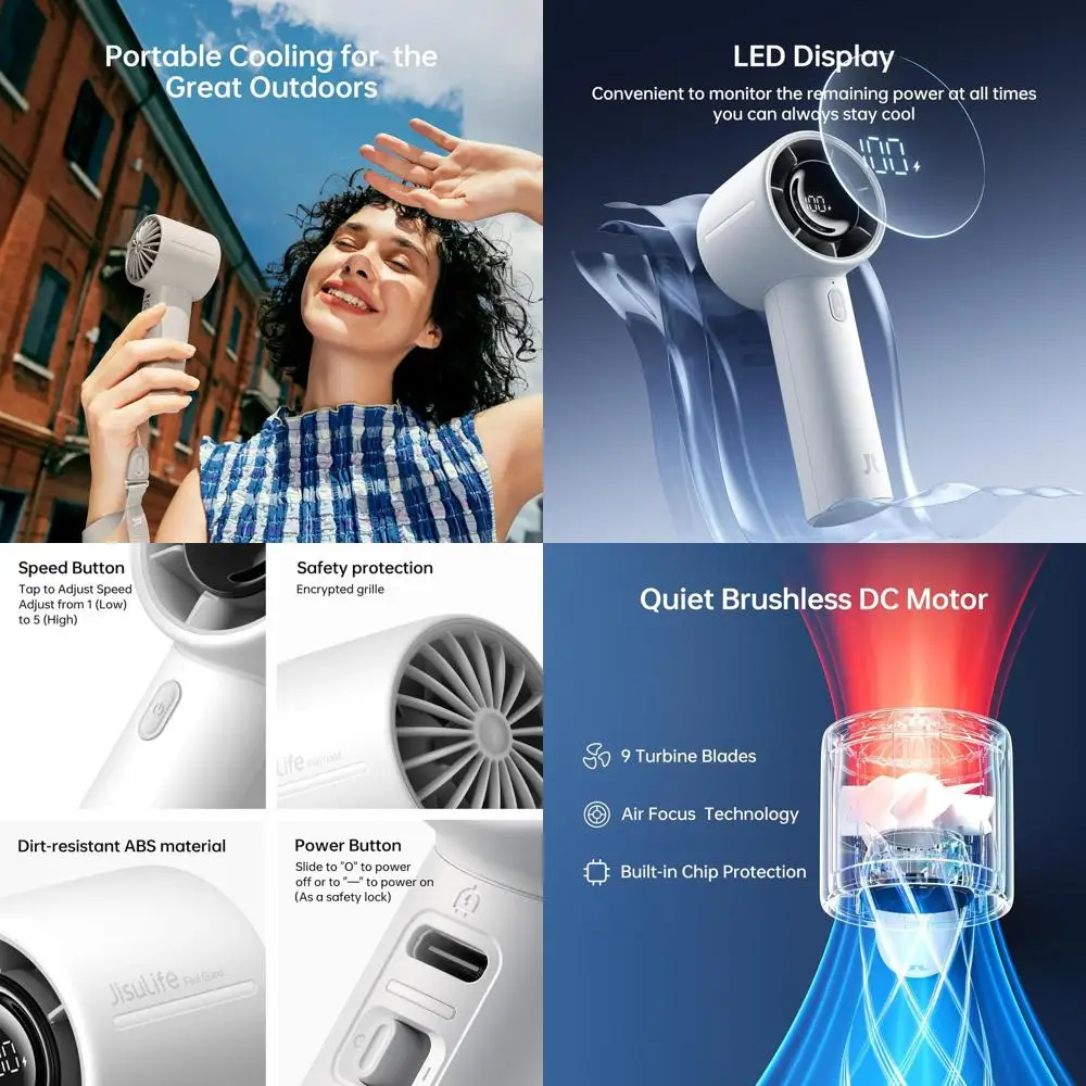 

Портативный вентилятор с аккумулятором 5000 мАч, 28 часов работы от батареи, 5 регулируемых скоростей, идеально подходит для путешествий, активного отдыха, кемпинга и пляжа, серый