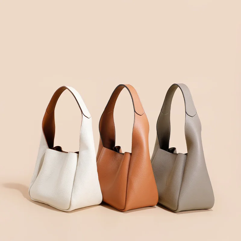 

bandolera bag Head layer cowhide bucket bag, high-end single shoulder bag, armpit bag, vegetable basket, women's bag