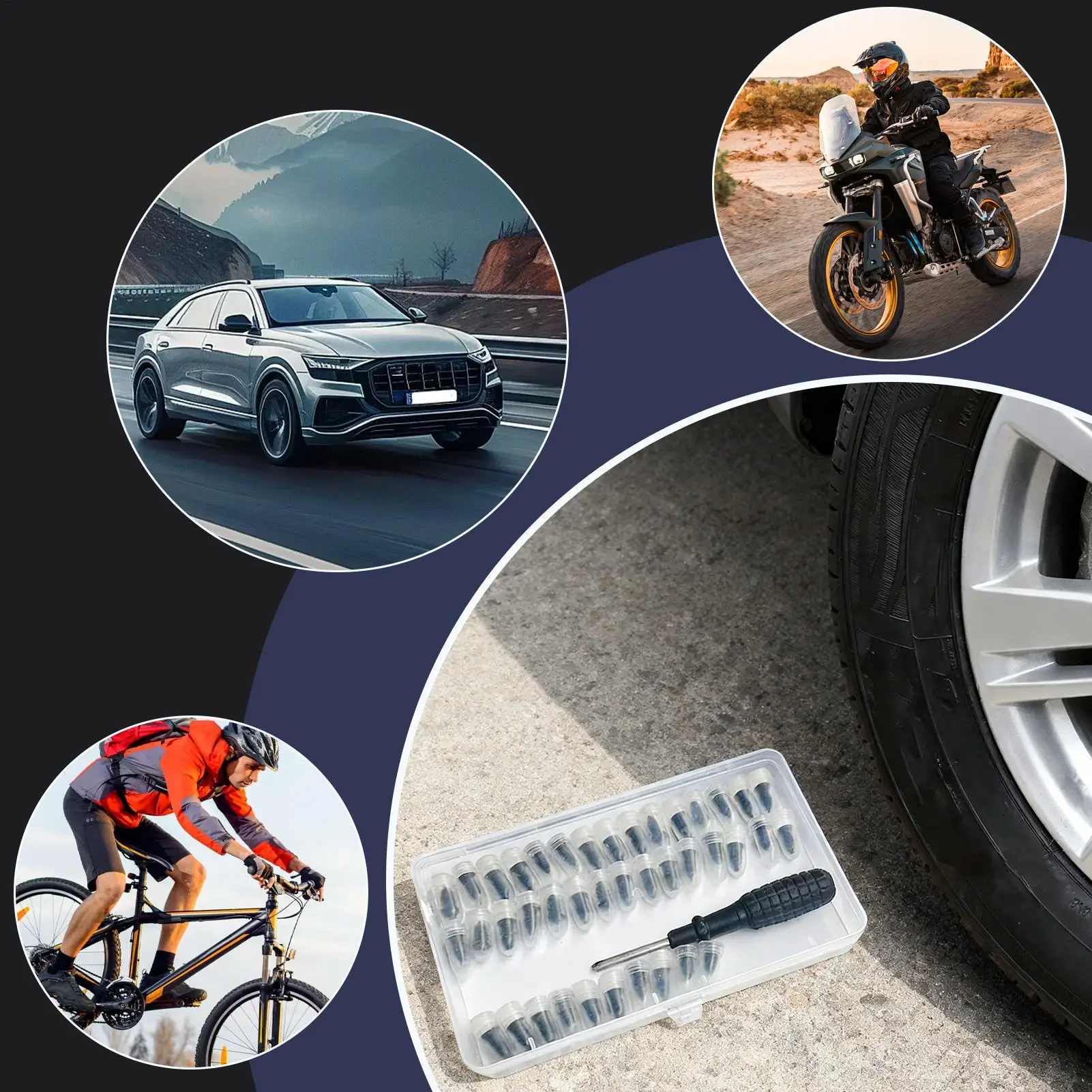 طقم أظافر لإصلاح الإطارات بدون أنابيب 50 قطعة/المجموعة برغي الخدمة الذاتية في مقابس إصلاح الإطارات أداة سريعة لسيارة شاحنة دراجة نارية #6