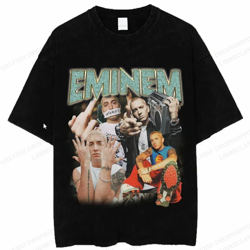 Summer Eminem T Shirt Men Fashion T-shirt women Cotton oversized Tshirt boy Hip Hop Top Tee Y2k Camiseta Clothes Rapper футболка