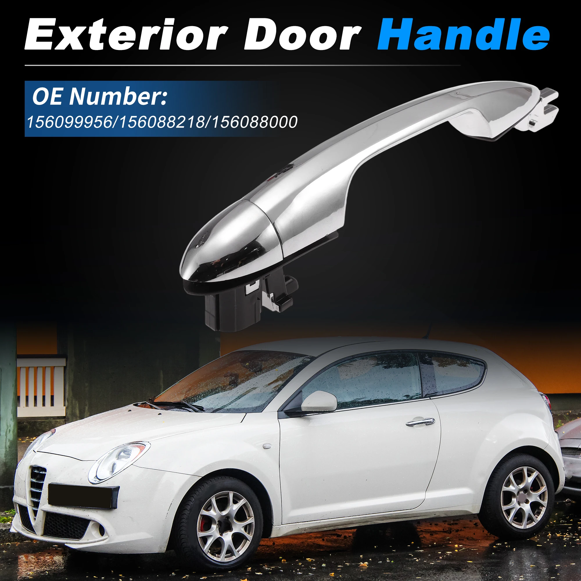 

UXCELL Exterior Door Handle No.156099956/156088218 Outside Car Door Handle for Alfa Romeo Mito (955_) 2008-2018 Chrome 1 Pcs