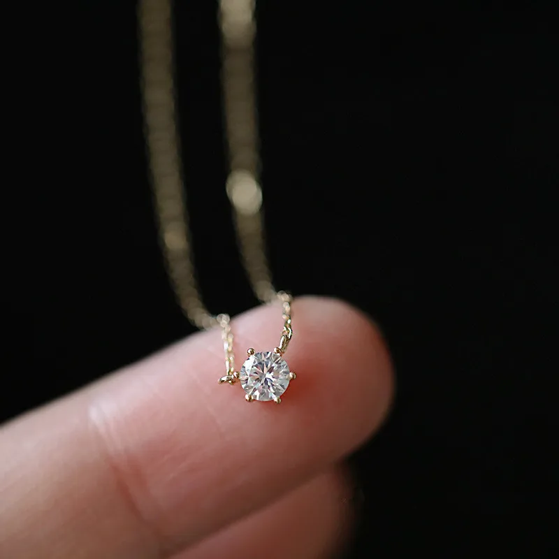 

925 Sterling Silver 14k Gold Plated Necklace Sparkling Zircon Clavicle Chain for Women Wedding Jewelry