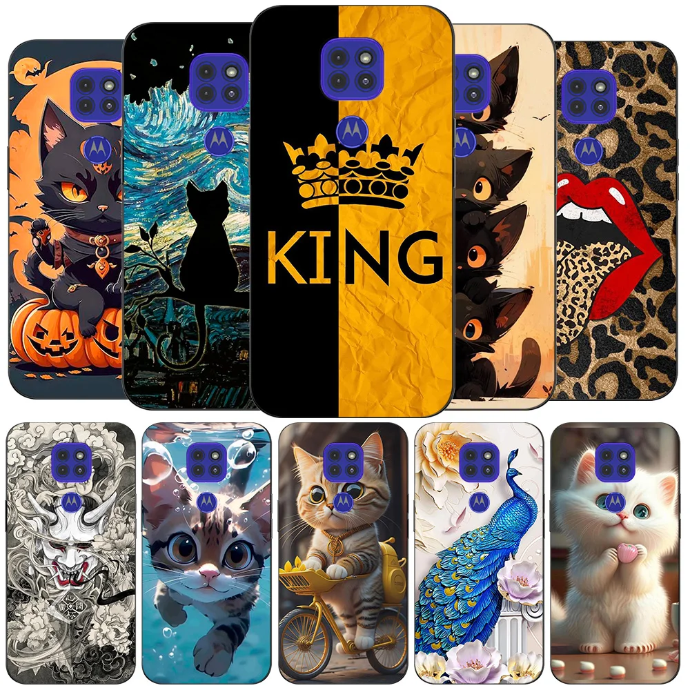 For Motorola Moto G9 Play G9 Plus Power Case Phone Back Cover Soft Silicone Black Tpu Case creative cute design