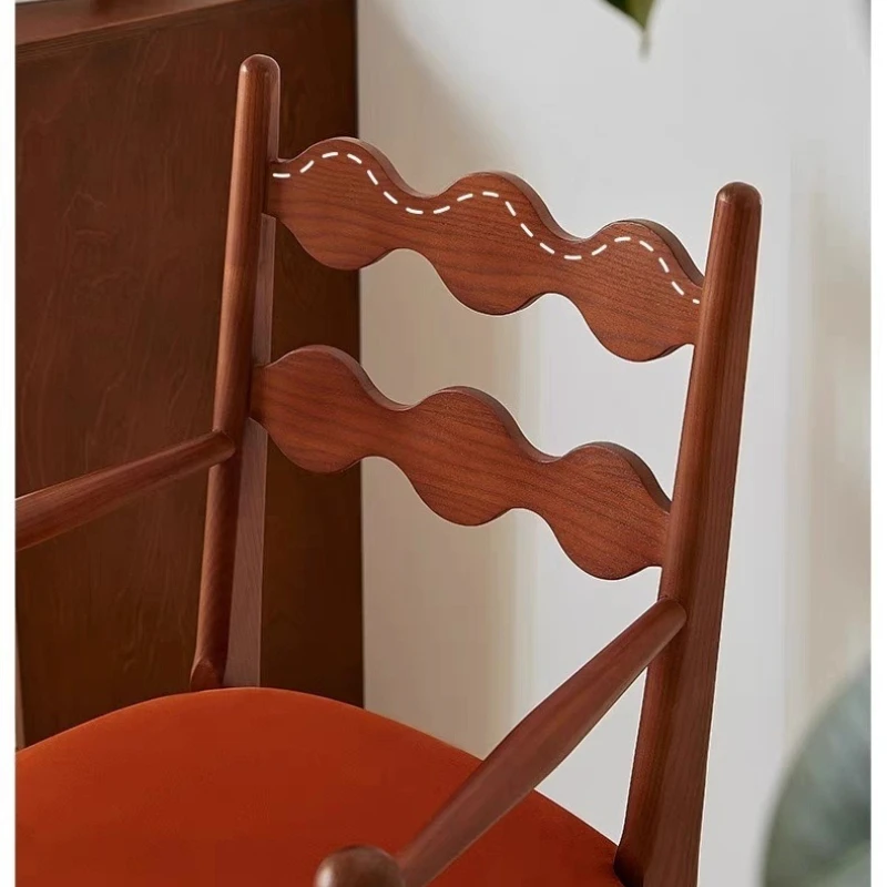 كرسي طعام منزلي عتيق، كرسي على الطراز الشمالي، مصمم ريترو فاخر من الخشب الصلب، مسند ظهر كاجوال وكراسي مسند ظهر #5