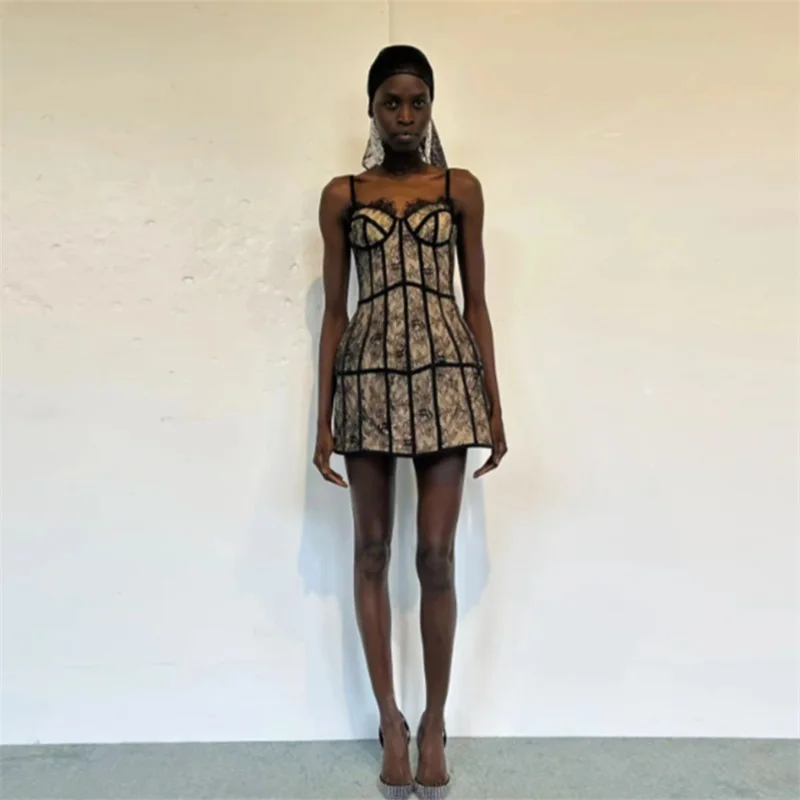 

Black Lace Short Mini Prom Dress Sexy Corset Sleeveless Casual Formal Wedding Evening Robe Banquet Party Bridal Gown