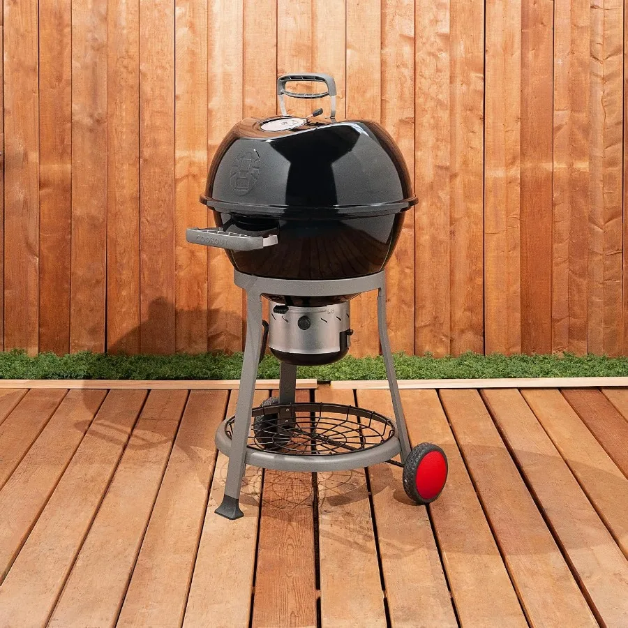 Cookout Charcoal Kettle Grill, 380 sq in Cooking Area, Portable Round Outdoor BBQ Charcoal Grill with Wheels, CO-600CG