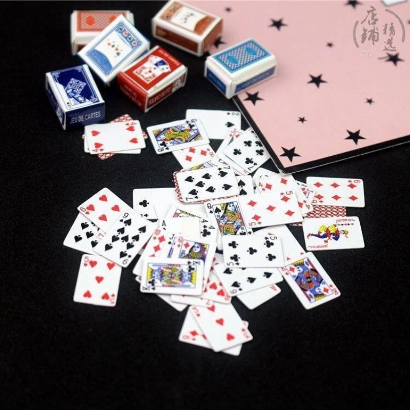 Portable Mini Poker Playing Cards 1:12 Cute Miniature Games Funny Doll Toys Playing Card Games Dollhouse Accessories