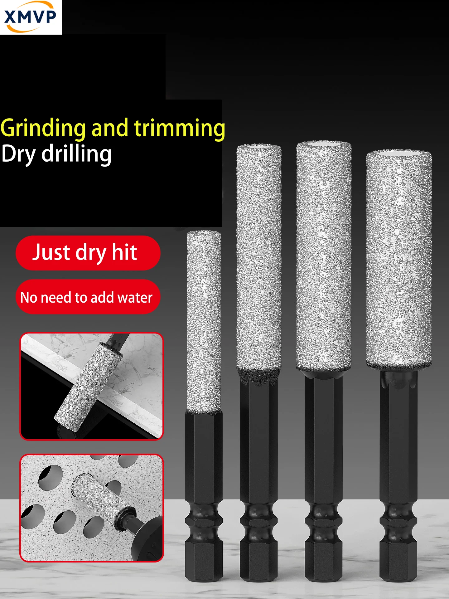 

Алмазная коронка для сухого сверления плитки и стекла, интегрированный инструмент для обрезки, шлифовки и сверления, насадка для шлифовки мрамора