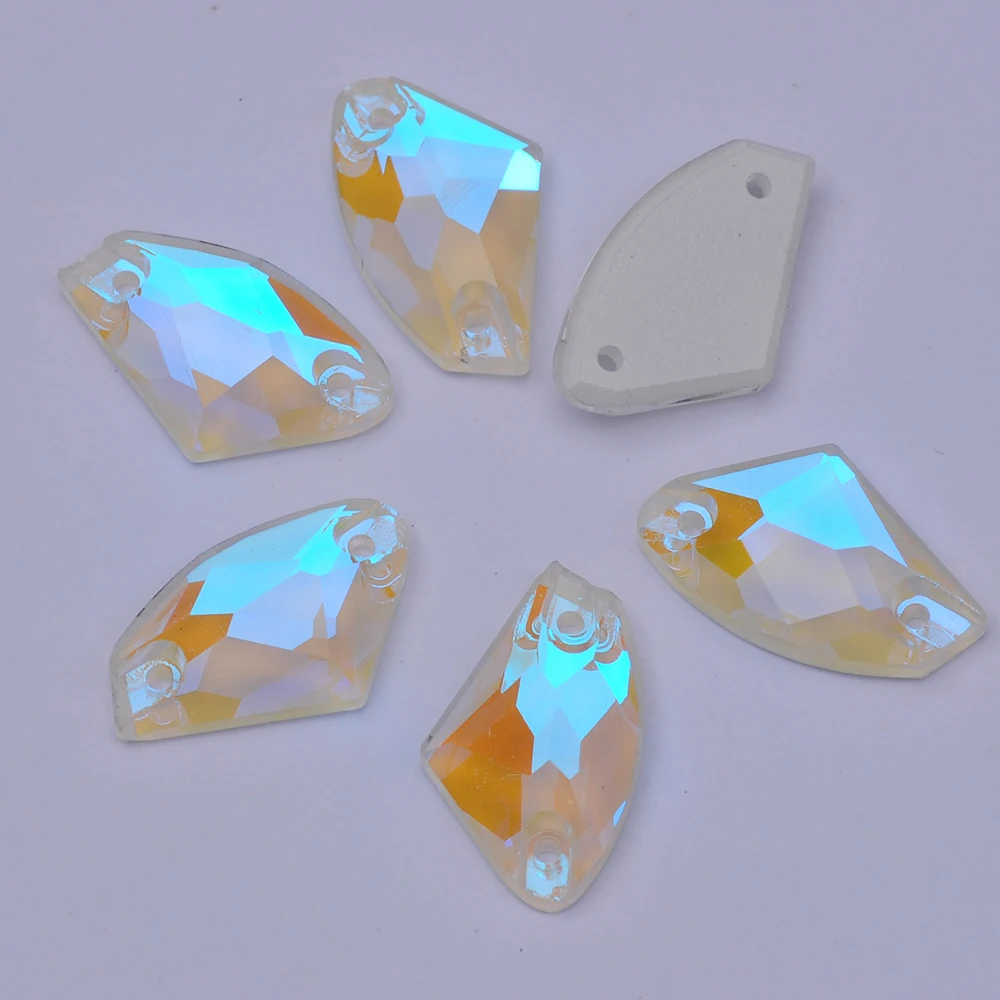 PUBRILEX Galactic Neon Edges mit Fasen K9 Glas Nähsteine Flache Rückseite Aufnähbare Strasssteine für Kleidung, Kleider, Taschen – Detail 12