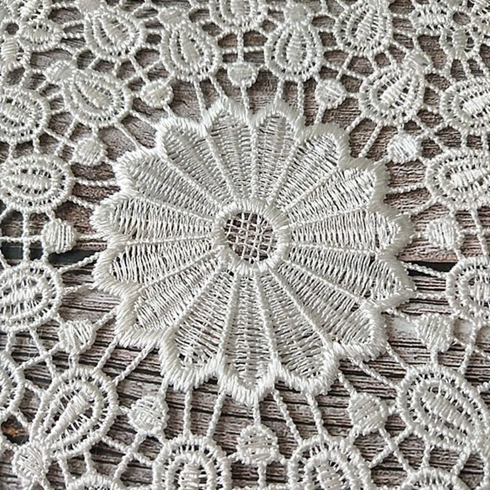 White Handmade Tablecloth Table Decoration Lace Embroidery Flower Coaster Doily Pad Placemat