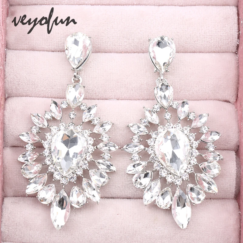 Veyofun Luxury Wedding Crystal Drop Earrings Party Bridal Dangle Earrings Fashion Jewelry for Women Gift Wholesale