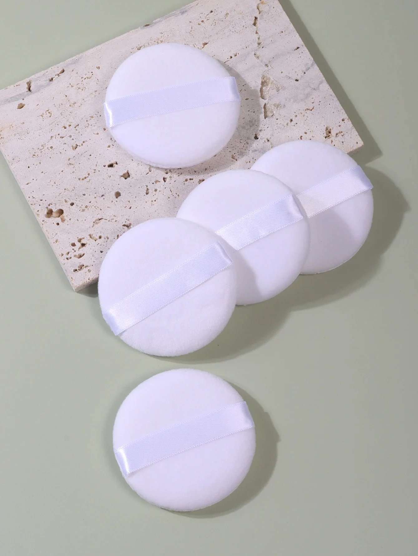 2-5-10-20 piezas portátil y práctico soplo de polvo redondo blanco de alta calidad para base y fijación de maquillaje