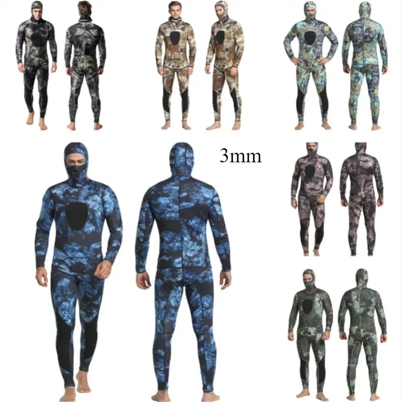 

Neoprene Scuba Diving wetsuit 3MM Winter Warm Men Hood Surfing Front Zipper Snorkeling Spearfishing Hooded Diving Suit Sports