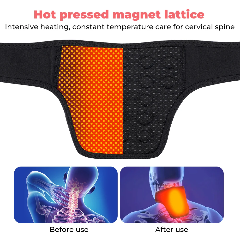 19pcs Tourmaline Magnet Fast Self-heating Neck Brace Pad Heated Wrap for Cervical Vertebra Fatigue Hot Compress Pain Relief