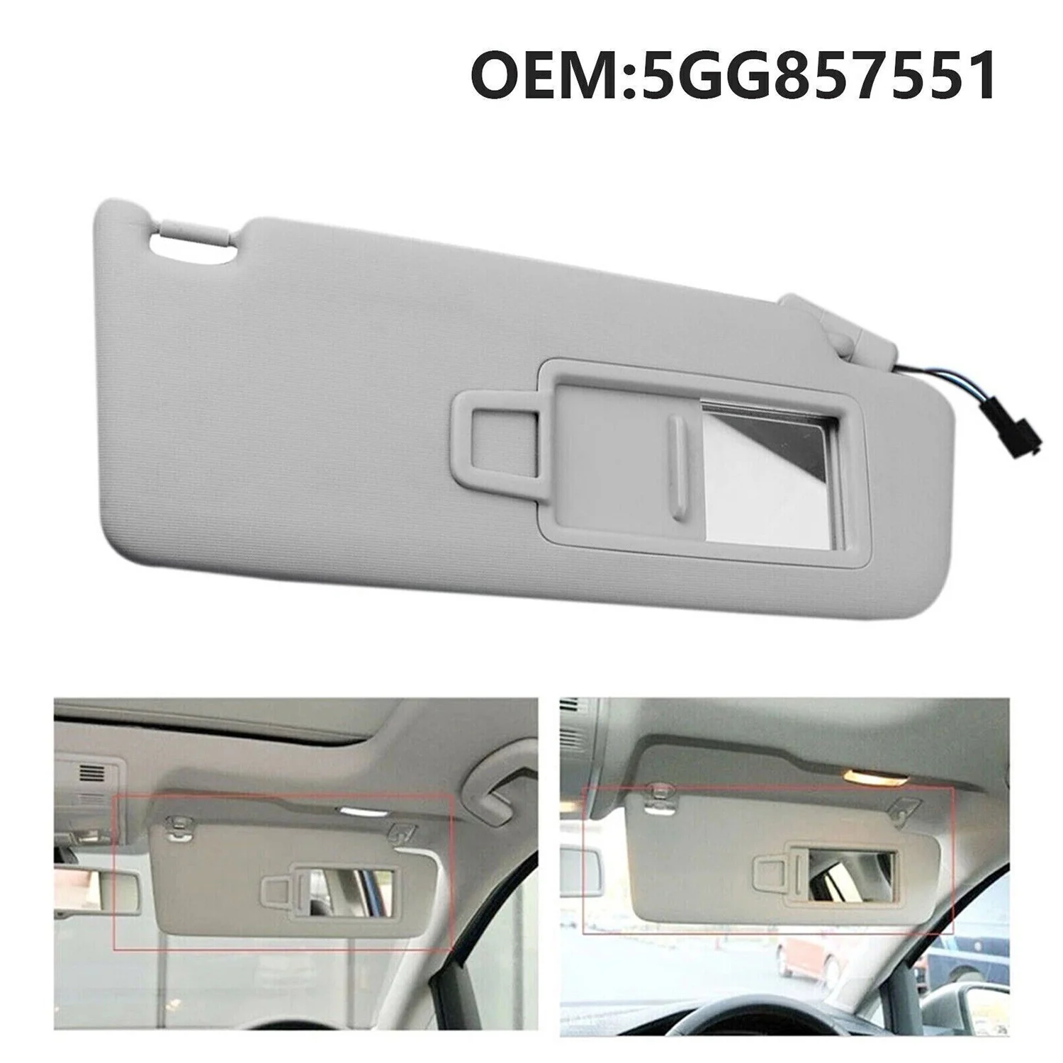 Front LH Sun Visor Panel w Makeup Mirror 5GG857551 Left For 2013-2021 Golf 7 Jetta MK7 T-Cross Passat B8 Gray Car Accessories