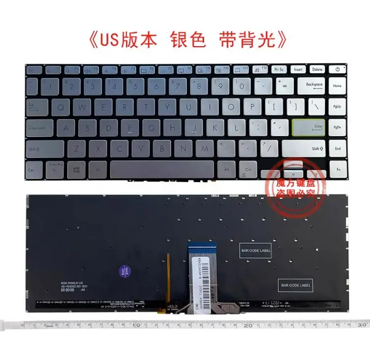 FOR ASUS ADOL14UA ADOL14EQC ADOL14FLC REDOL14LA US Keyboard Silver Backlit