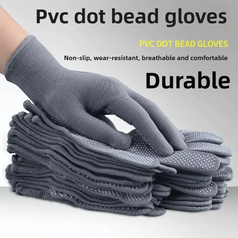 Nylon Dotted Work Gloves Lightweight Breathable Durable Anti Slip Wear Resistant Outdoor Cycling Fishing Camping Safety Gloves
