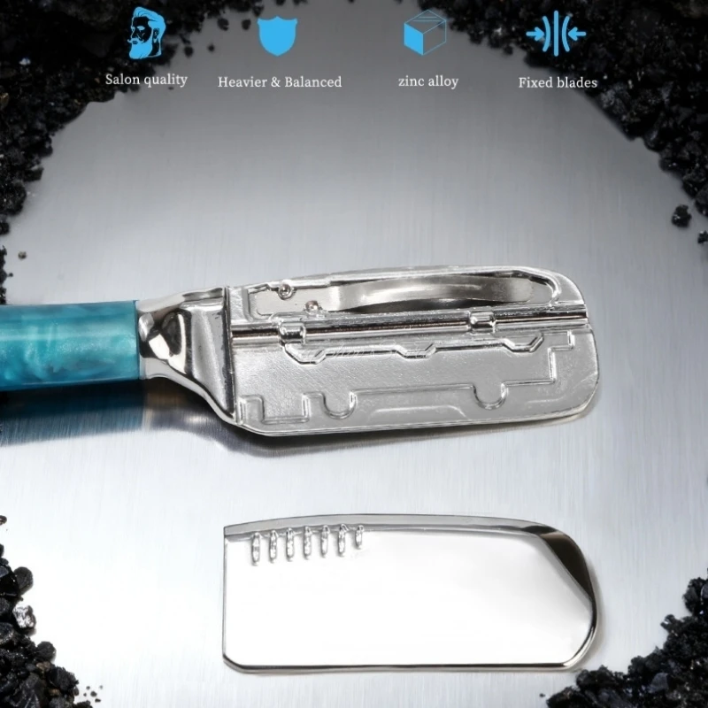 موضة مستقيم الحلاقة تصفيف الشعر اللحية الحاجب ماكينة حلاقة سبائك الزنك الإبط حلاقة سكين الرجال أداة إزالة الشعر مع 74 شفرة