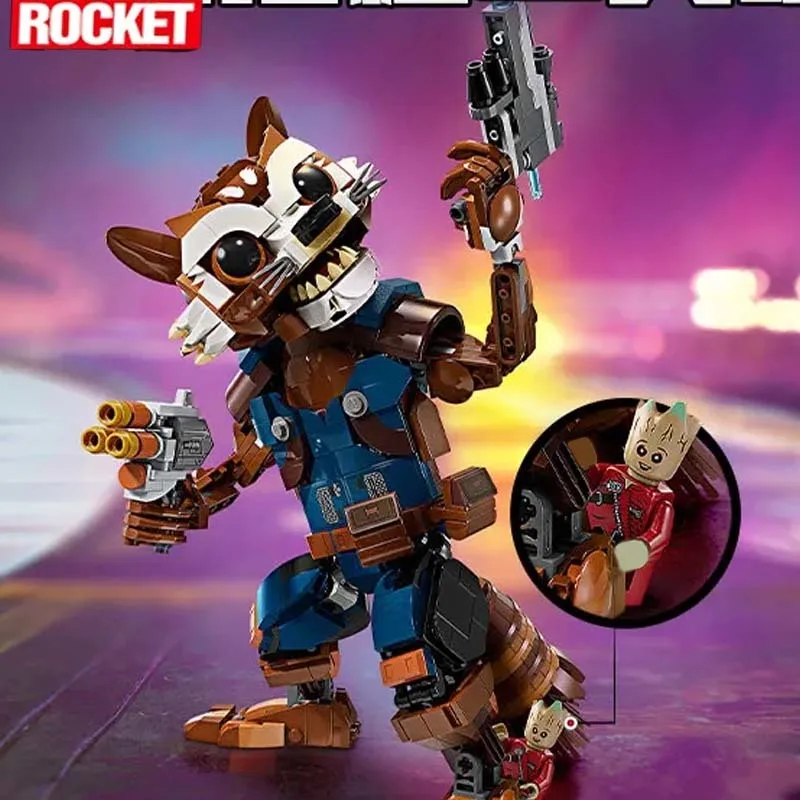 

Rocket Racoon Building Block Guardians Of The Galaxy Rocket And Groot Bricks The Avengers Action Figure Assembly Toy Kids Gift