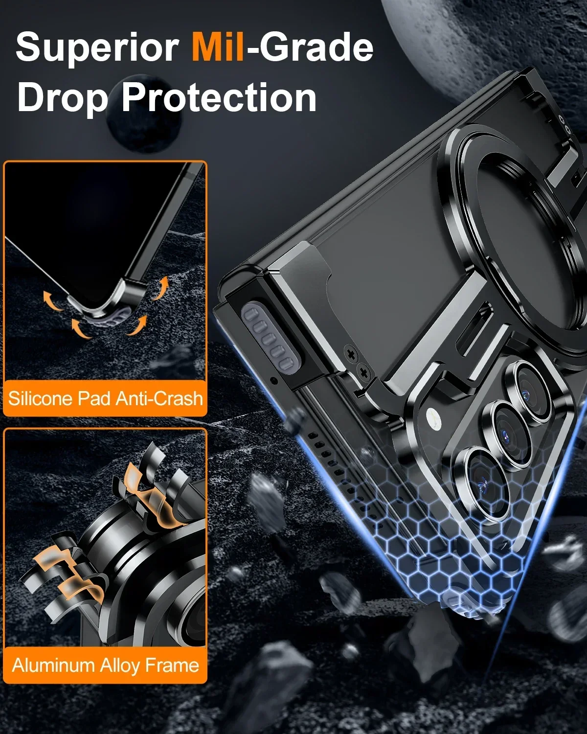 Eary Magnetic for Samsung Galaxy Z Fold 6 5 Case Compatible with MagSafe Aluminium Shockproof Protective Cover Frameless Bumper