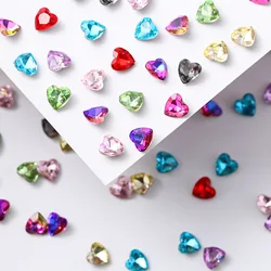 100pcs 8mm pointed bottom peach heart shaped pointed bottom crystal glass diamond DIY mobile nail patch diamond