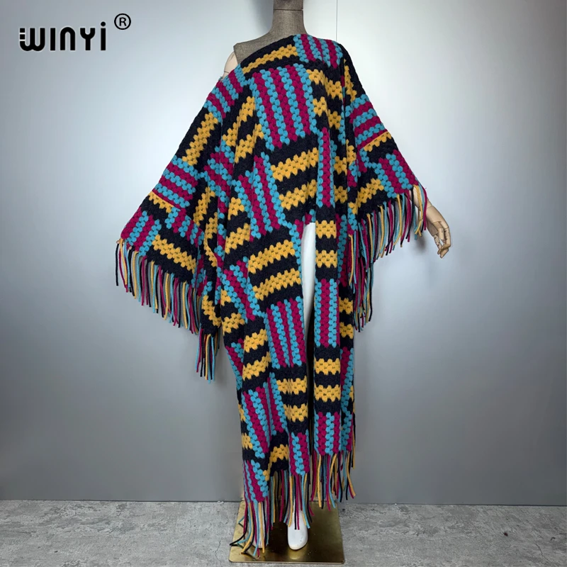 WINYI Sexy high fork winter boho cloak holiday kaftan evening long dresses Elegant robe African Women Caftan abaya dubai luxury