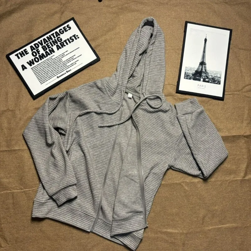 

Y2k Loose Striped Long Sleeve Cardigan Coat Women Spring Autumn New Lazy Sweatshirts 2025 Casual All-match Tops Mujer