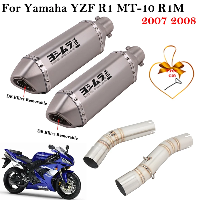 

Slip On For Yamaha YZF R1 MT-10 R1M 2007 2008 Motorcycle Exhaust Escape Moto Modified Muffler Systems Middle Link Pipe DB Killer