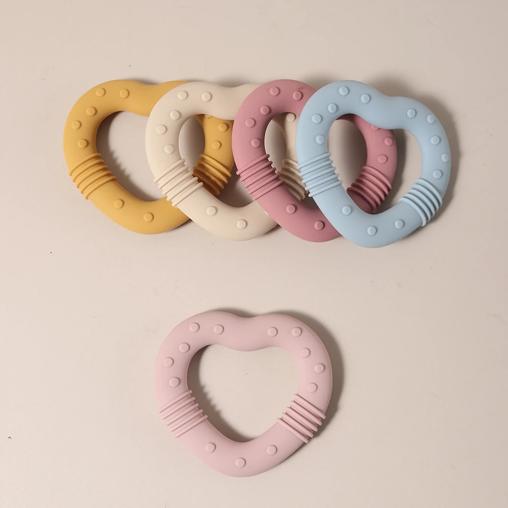 2025 Baby Teether Heart Shaped Love Teething Toy Chewing Simulation BPA Free Training Nursing Soother