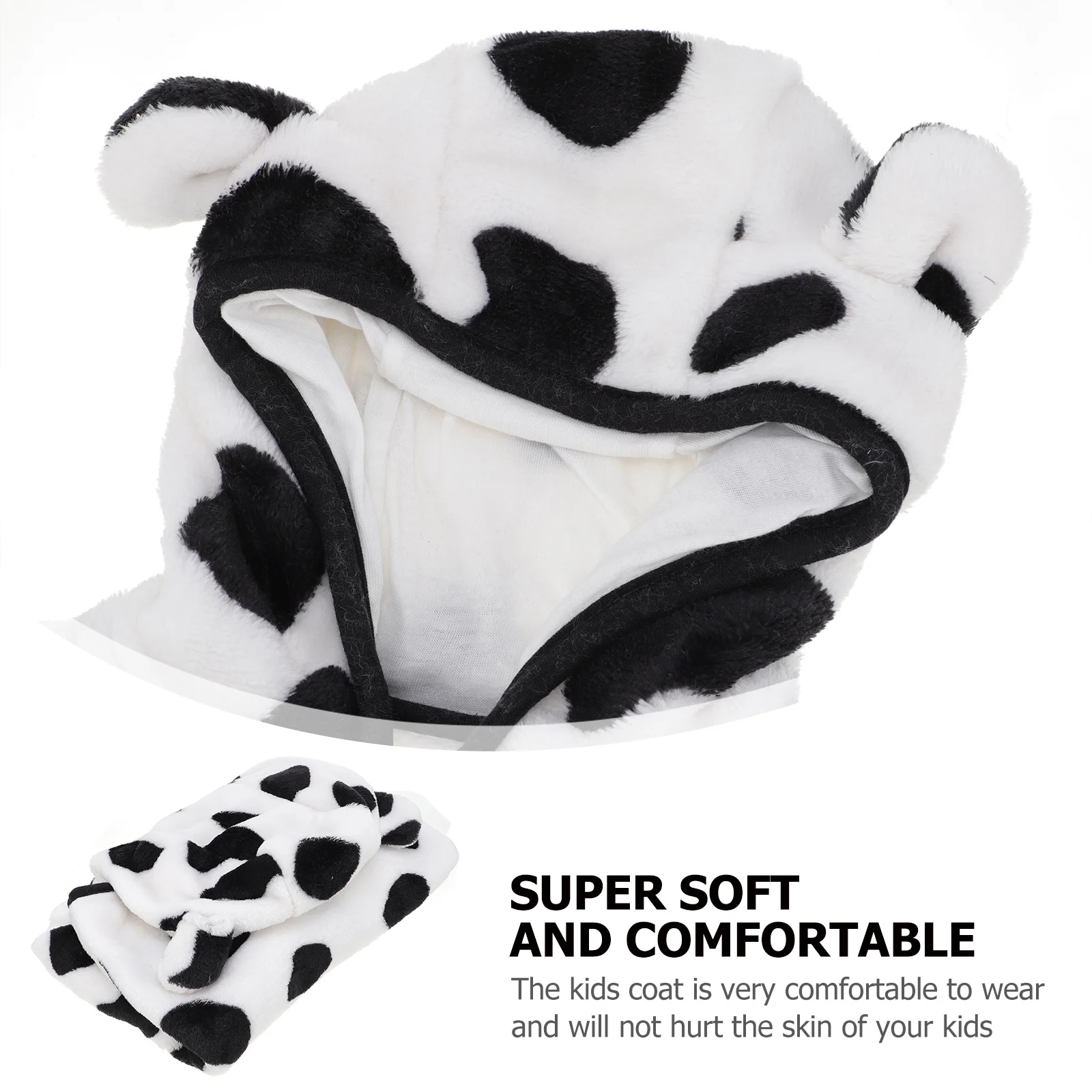 

Cow Pattern Children Coat Warm Coral Fleece Kids Outerwear Lightweight Winter Jacket For Outdoor Travel Activities