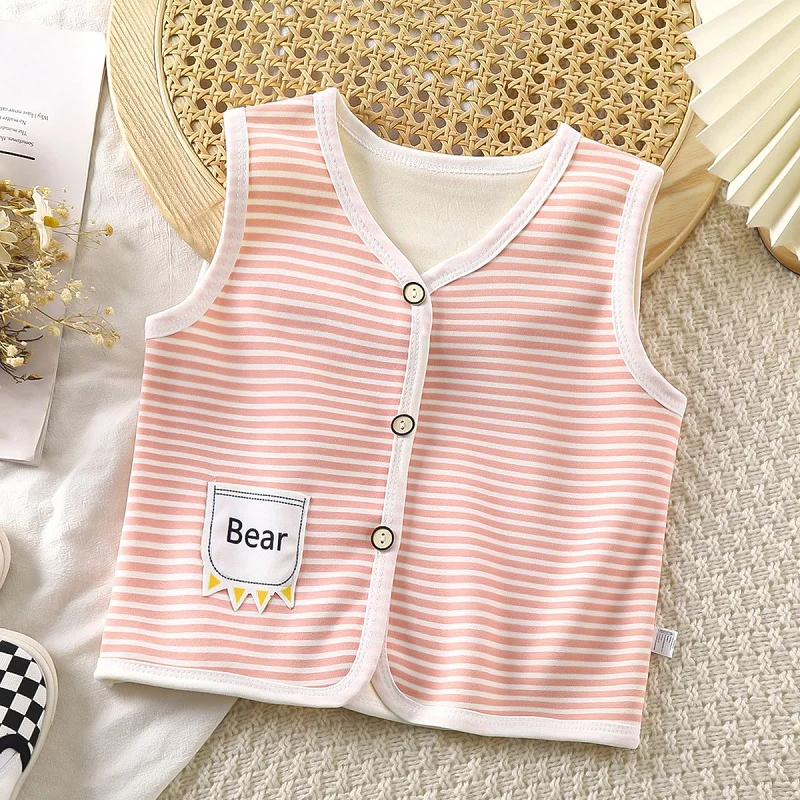 سترة مخملية للأطفال للخريف والشتاء معطف دافئ سميك جديد للأطفال معطف بحروف مخطط ملابس أطفال كورية غير رسمية #3