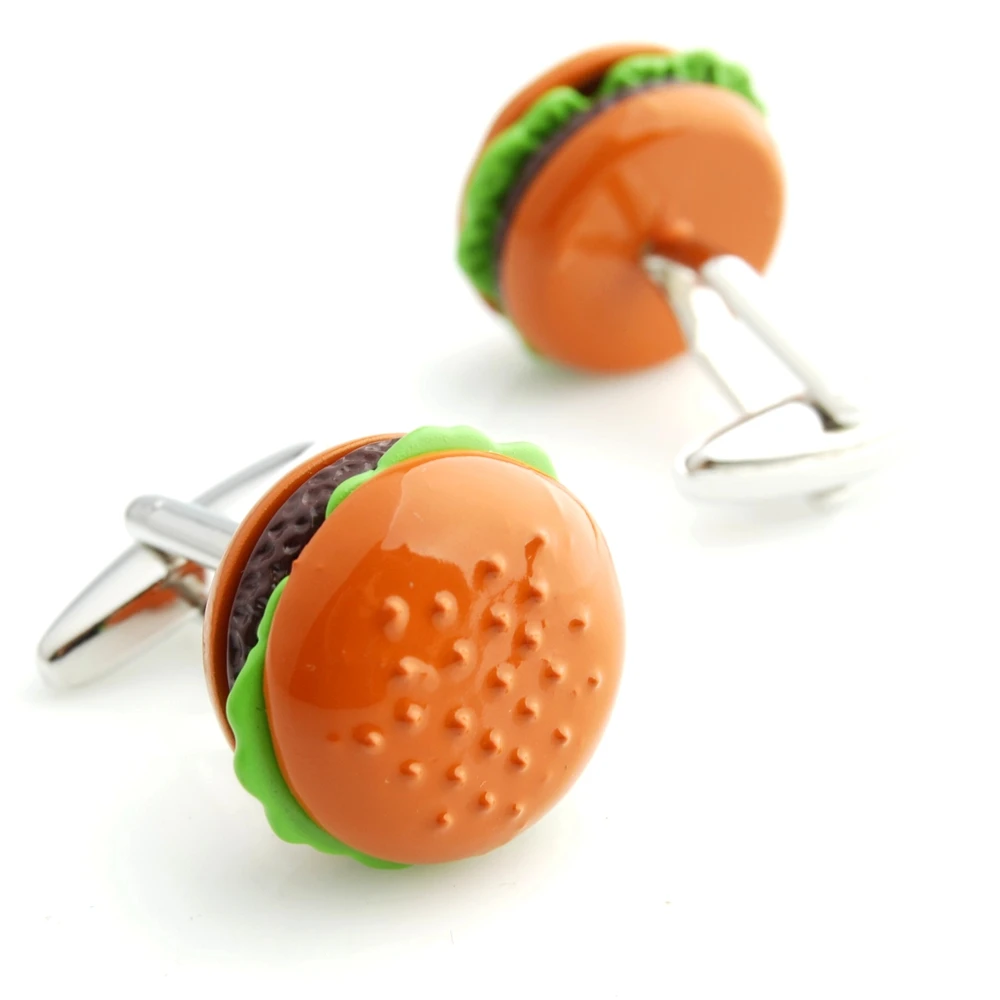 YHPQ-0027 Novelty Hamburger, Hot Dog, Cake, Biscuit Food Cufflinks - Factory Direct Wholesale