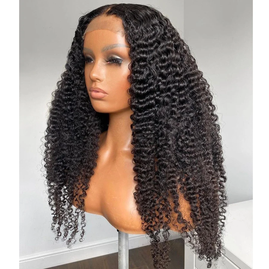 Kinky Curly Human Hair Lace Front Wigs for Black Women Glueless Pre Plucked 360 Lace Frontal Wigs Natural Hairline withBaby Hair