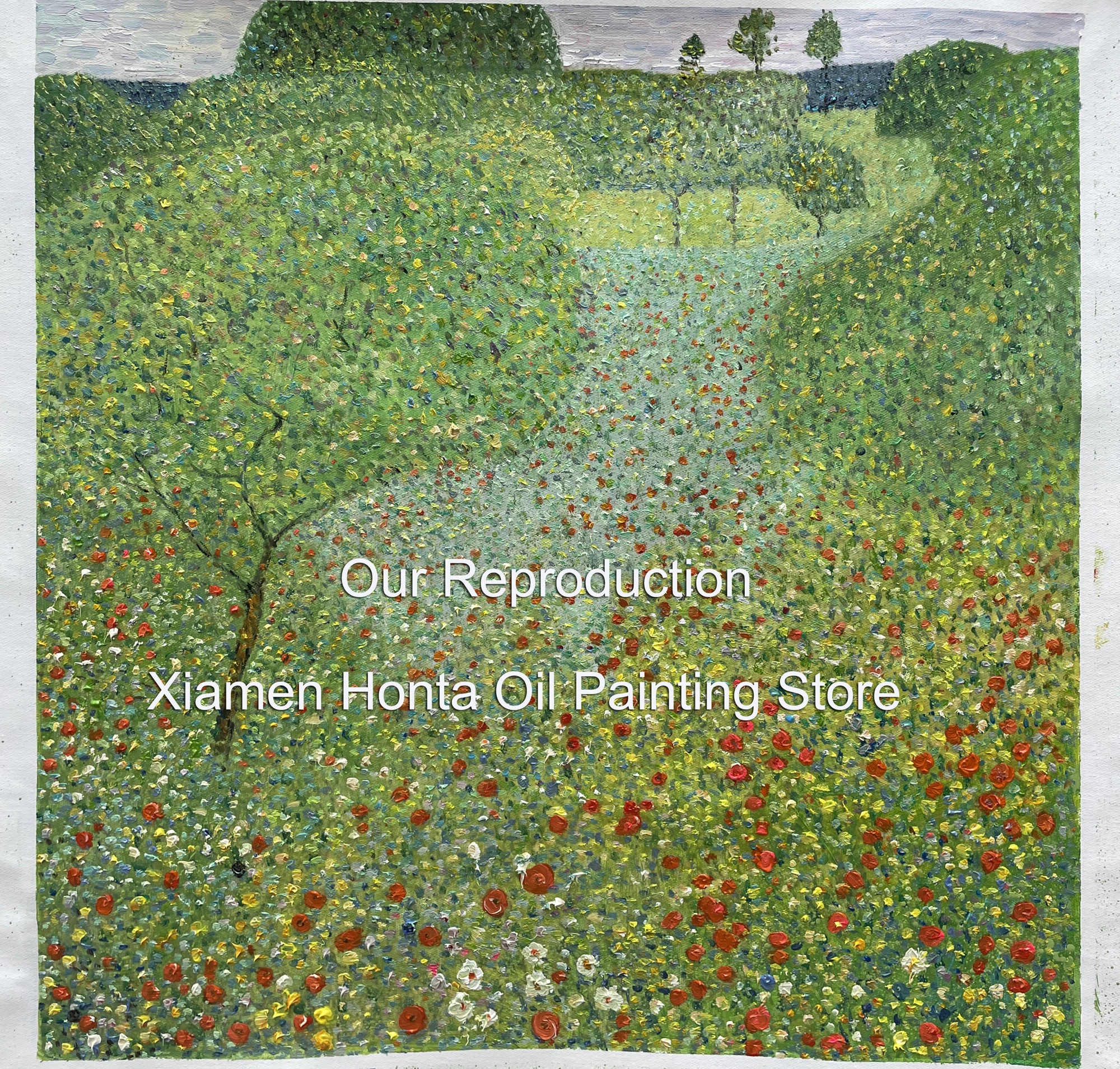 Oil Painting reproduction on Linen Canvas,Poppy Field by Gustav Klimt,Free fast ship,Handmade,Museum Quality