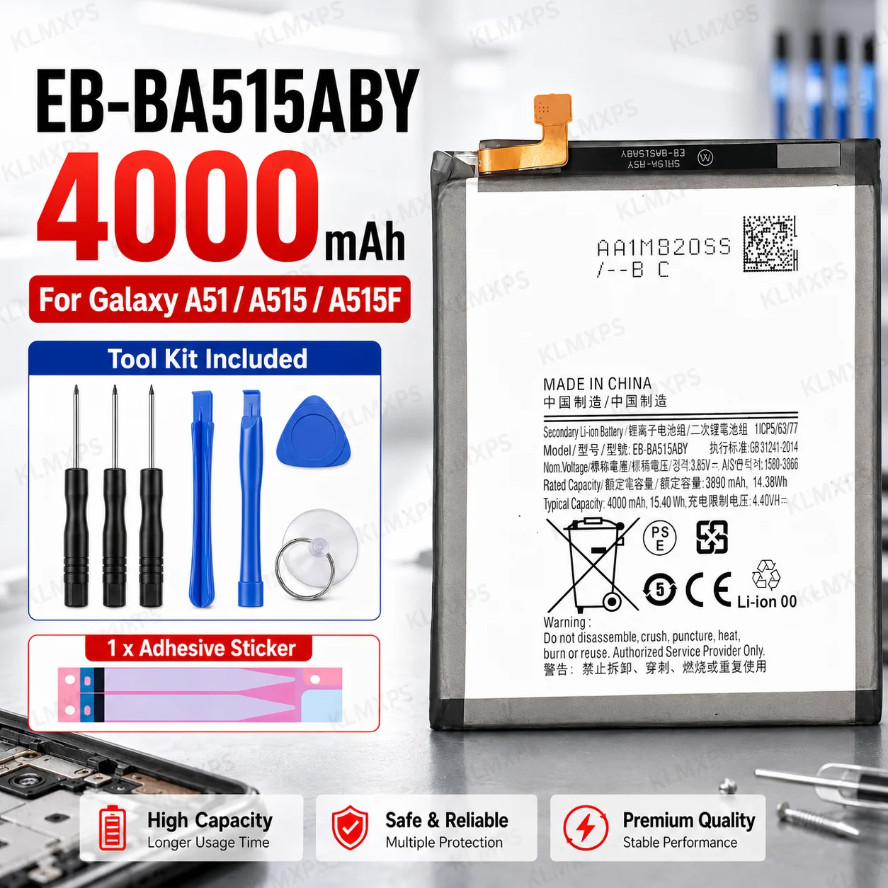 Сменный аккумулятор EB-BA515ABY, 4000 мАч, новый, для Samsung Galaxy A51 SM-A515 SM-A515F/DSM