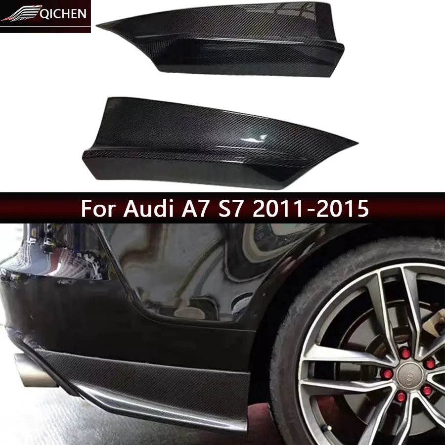 

For Audi A7 S7 2011-2015 Carbon Fiber wrap angle Car Rear Bumper Splitter Corner Trim Cover Rear Chin Car Accessories body kit