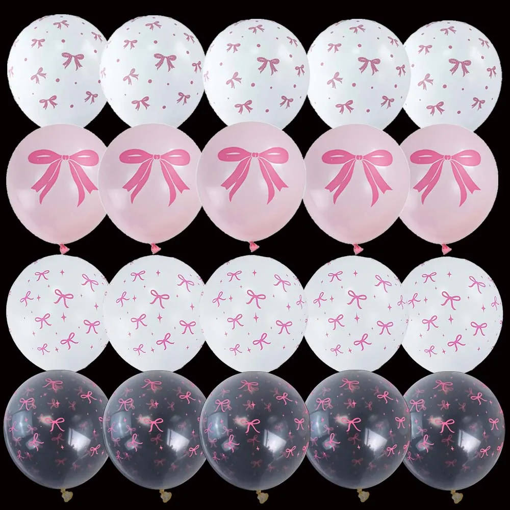 10pcs Pink Latex Bow Balloons 12inch Bow Theme Birthday Party Balloon Bridal Wedding Decor Girl Birthday Coquette Party Supplies