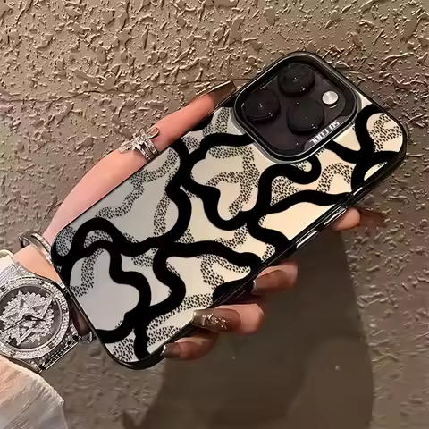 New Fashion Black Lines Frosted Case for Samsung Galaxy S25 S24 S23 S22 Ultra S21 Plus S20 FE A73 A72 A71 A56 A55 Acrylic Cover