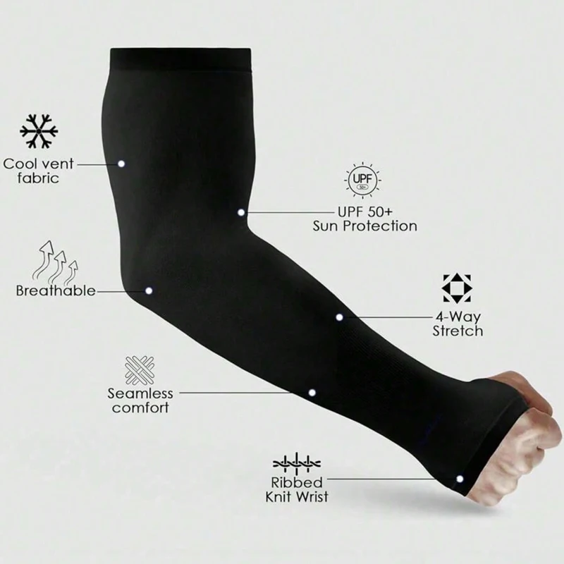 4 Pairs Of Men's Sunscreen Arm Covers, Summer UV Resistant Women's Sleeve Covers, Suitable For Sports, Cycling, Vacation image 4