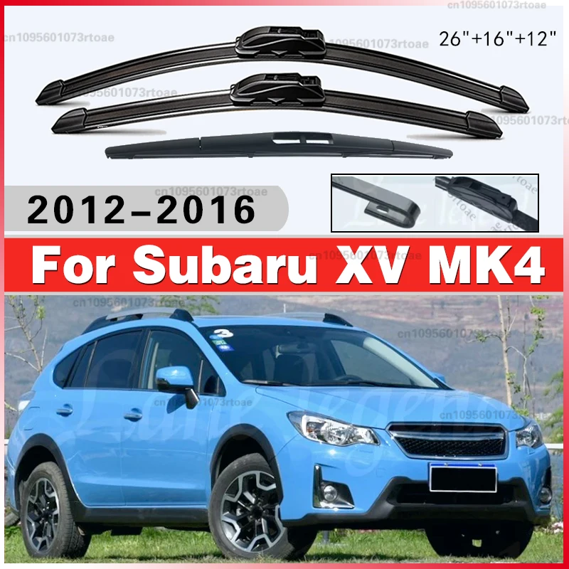 26"+16"+12" Für Subaru XV MK4 Crosstrek GP 2012 - 2016 Auto Front- und Heckwischerblätter Weichgummi-Windschutzscheibenwischer Auto-Windschutzscheibenwischer