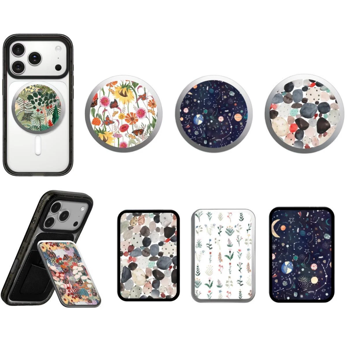 

Colorful Stones Planets Magnetic Phone Stand for IPhone 13 14 15 16 17 Pro Max Case