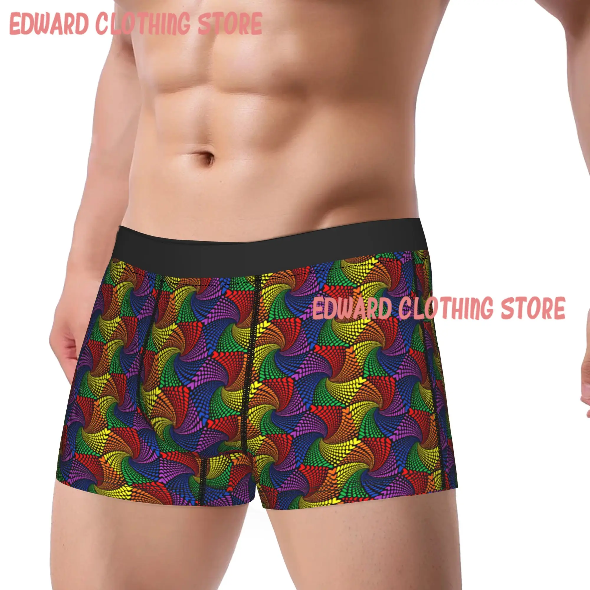 Abstract Geometric with Heart Pride Repeat Pattern Underwear  Men Underpants Novelty Boxer Shorts High Quality Boxer Brief