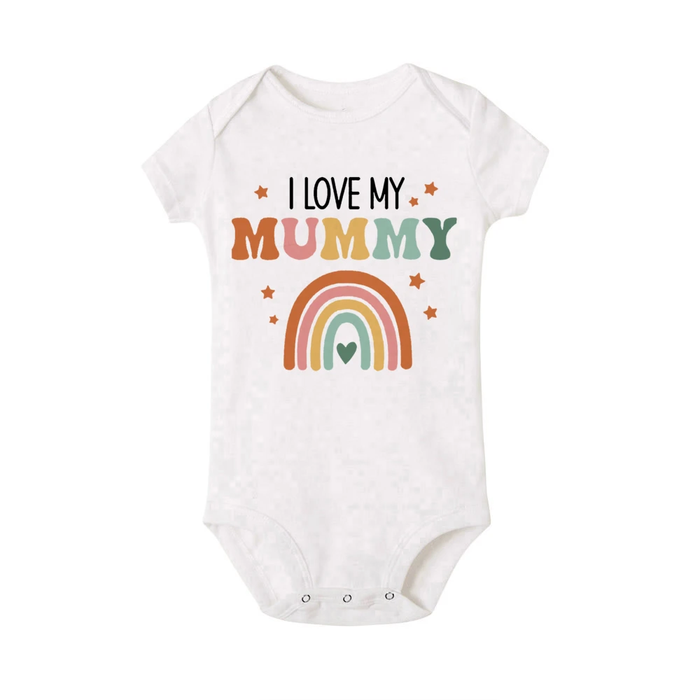 I Love Mummy & Daddy Rainbow Printed Newborn Baby Bodysuits Funny Summer Short Sleeve Infant Rompers Body Boys Girls Jumpsuits