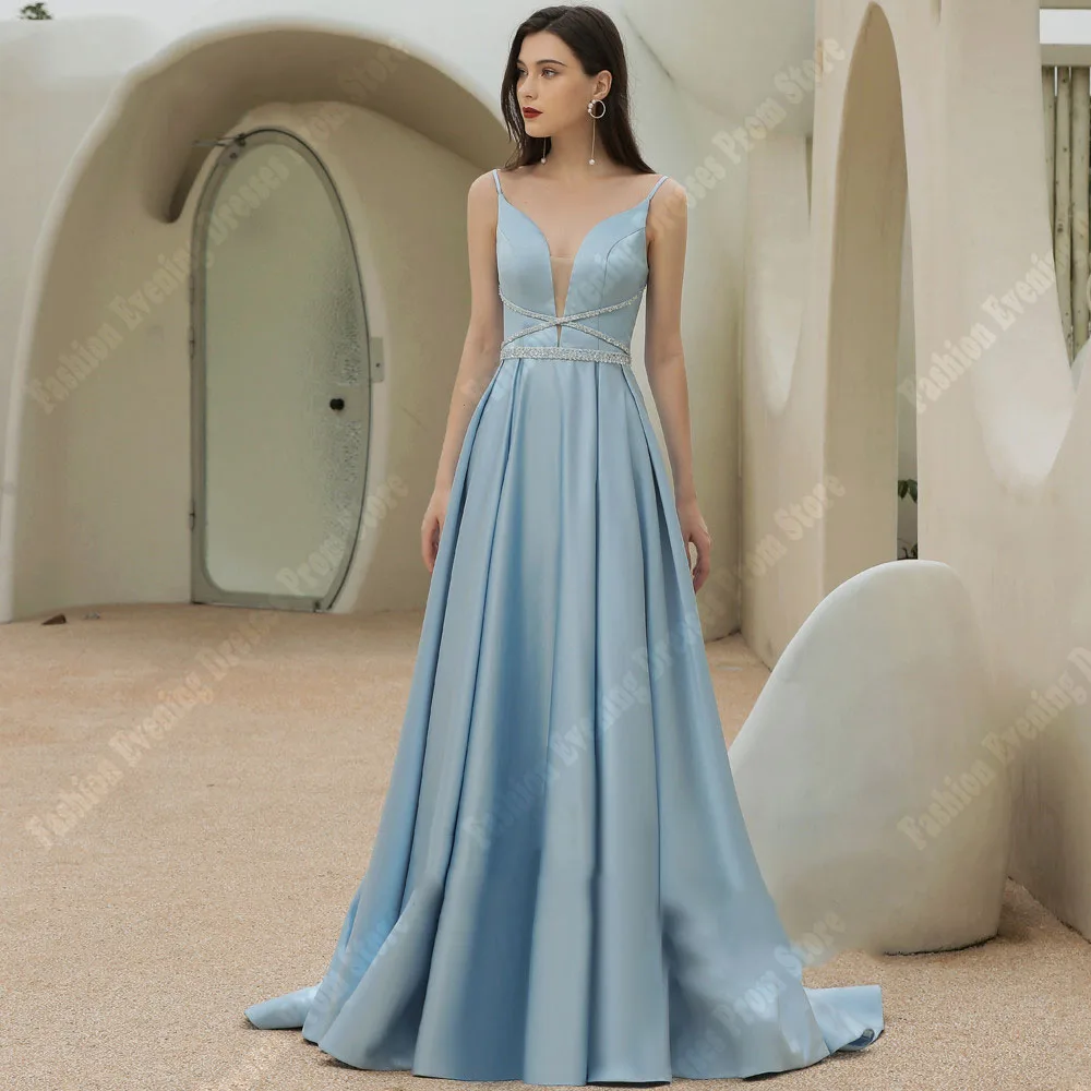 

Elegant V-Neck Women Evening Dresses Beautiful A-Line Princess Prom Gowns Formal Cocktail Party Customized Ball Robes Soirée