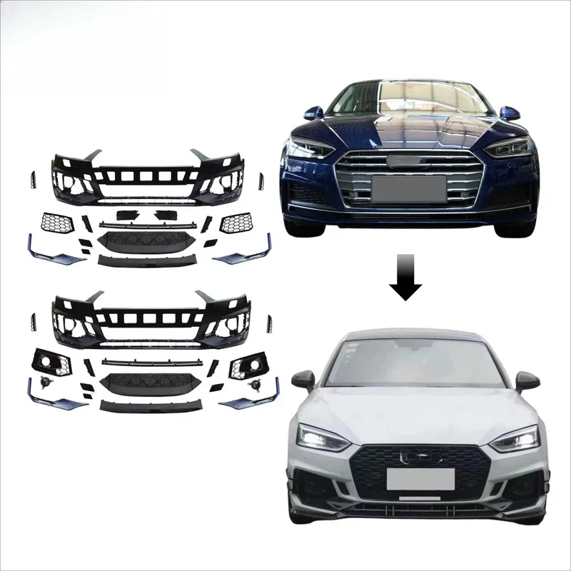 

New A5 2017-2020 RS5 Assembly Bodykit Car Bumper Front Lip Bolt-On Universal Fitment
