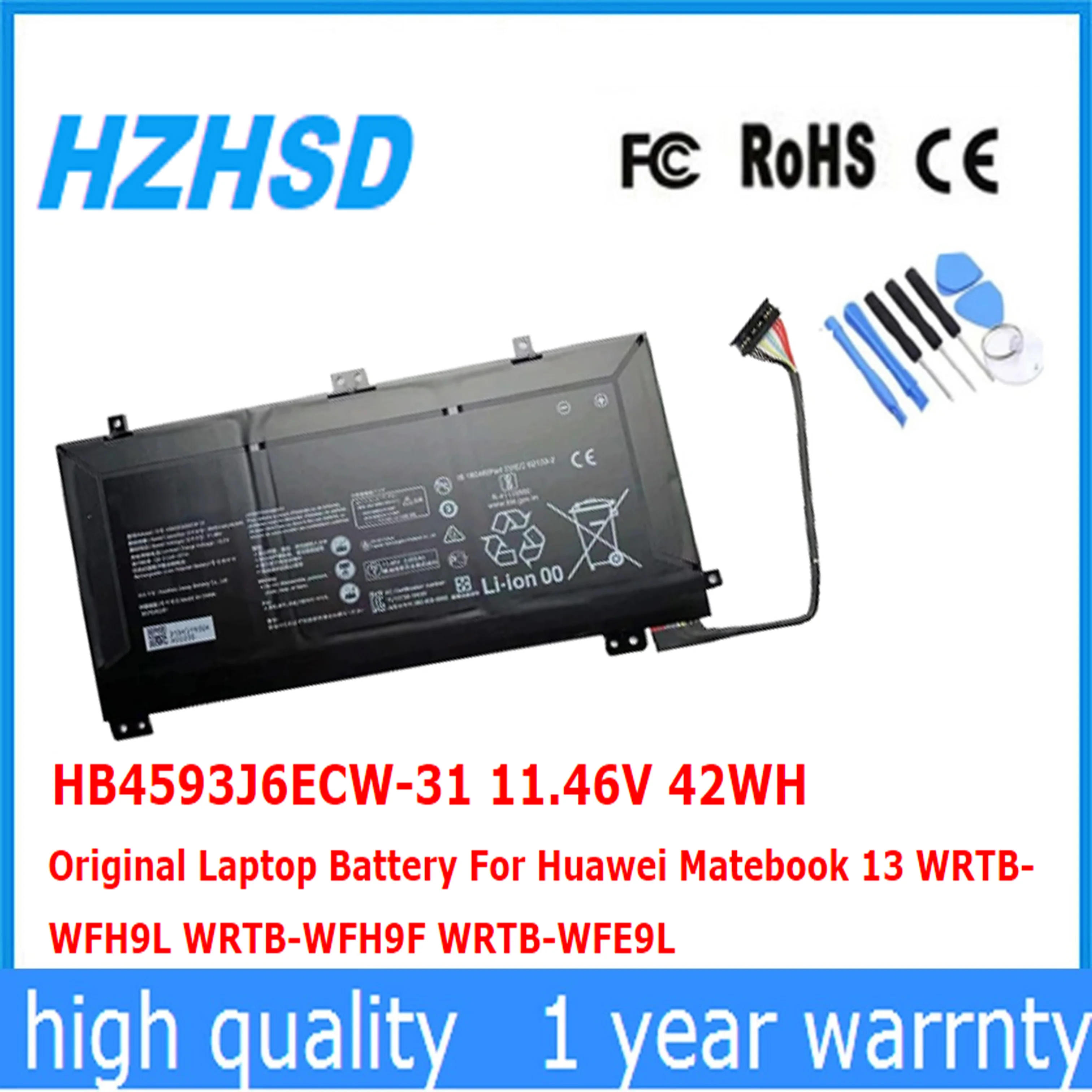 

HB4593J6ECW-31 11.46V 42WH Original Laptop Battery For Huawei Matebook 13 WRTB-WFH9L WRTB-WFH9F WRTB-WFE9L