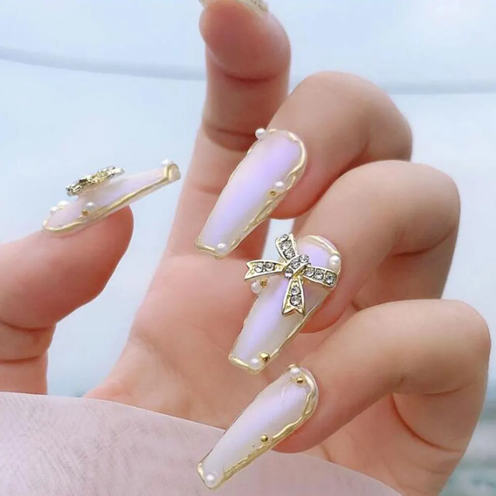 

16pcs Pearl Butterfly Nail Patch Rhinestones Strips Bow Decor Parts Charm Bejeweled Kits Accessories DIY Manicure Ornament