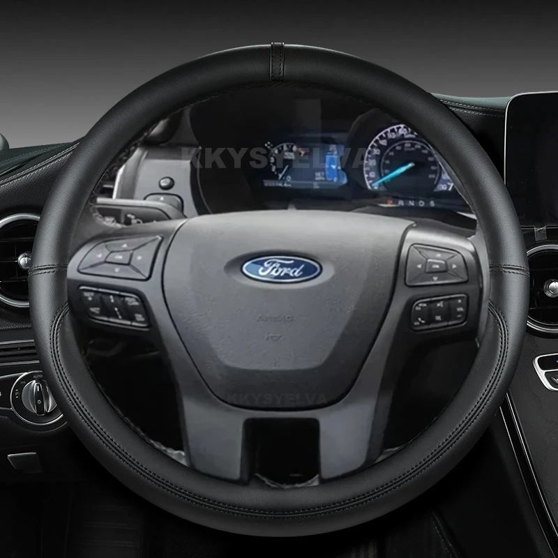 Microfiber Leather Car Steering Wheel Cover For Ford Ranger 2016 2017 2018 2019 Everest 2016 2017 2018 2019 Auto Accessories
